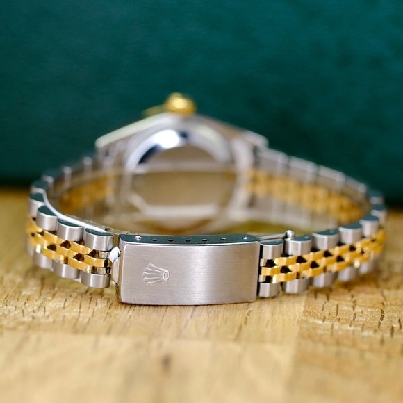 ROLEX DATEJUST CREAM PYRAMID ROMAN DIAL 18KY FLUTED JUBILEE TWO-TONE WATCH 69173 - Picture 7 of 9